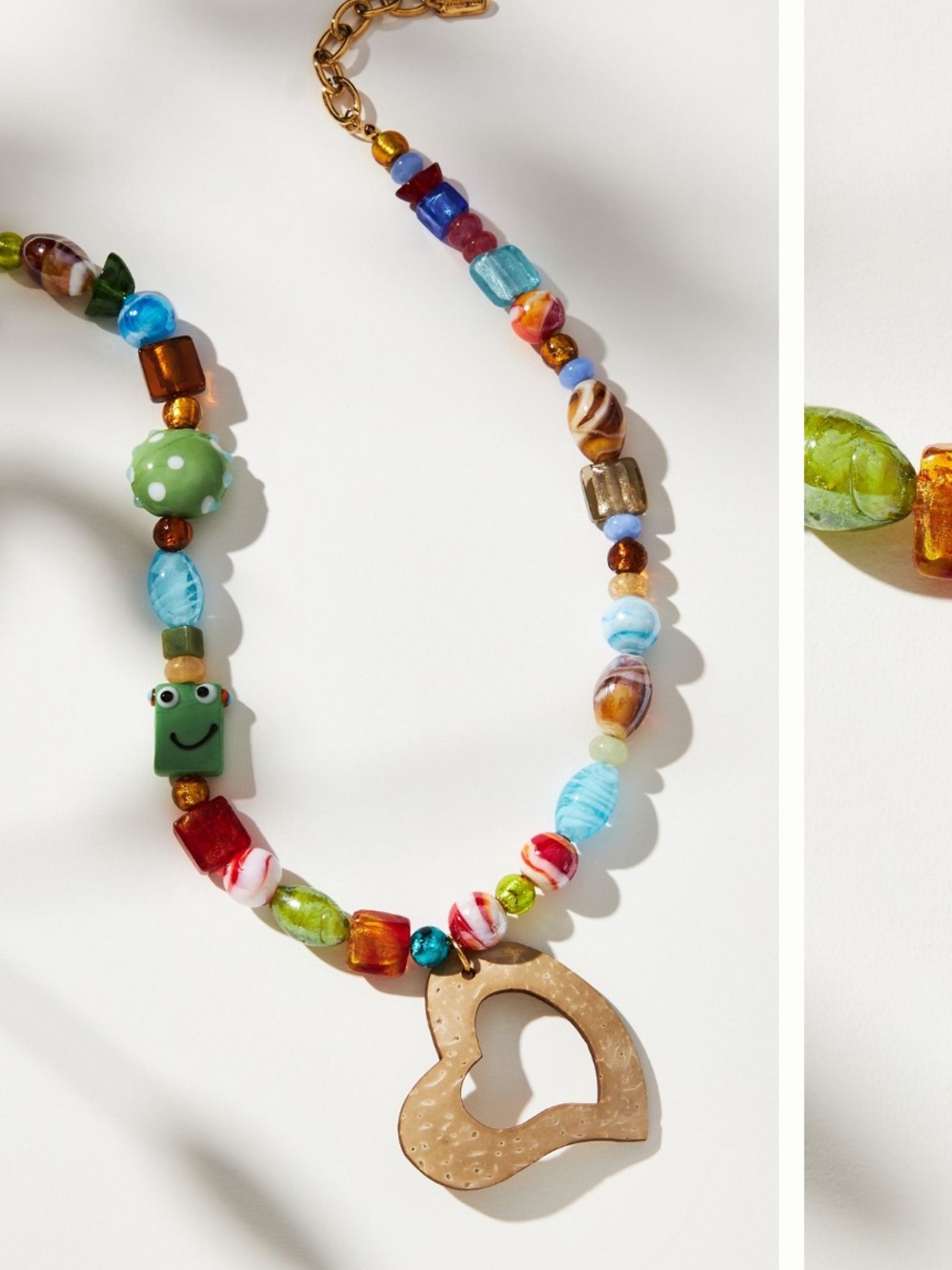 Logan Tay Multicolor Beaded Necklace with Heart Pendant